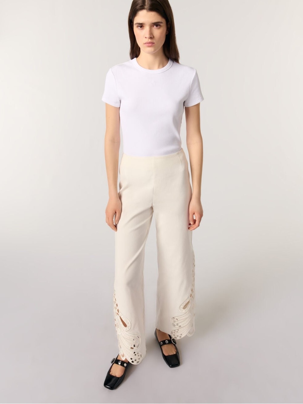 Commense Embroidered cotton blend trousers